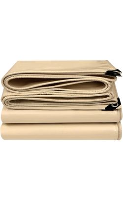 Heavy Duty Beige PVC Tarp Sheet Waterproof Tarpaulin 1.6 oz / sf, Protective Cover for Roofs, Outdoor Tent (23’x32.8’)