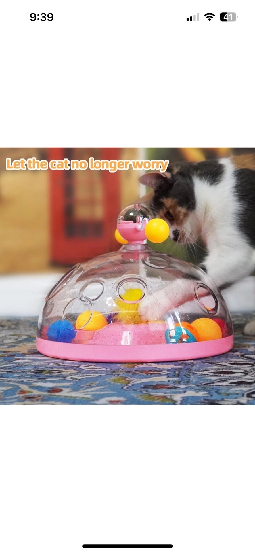 Cat Puzzle Toy Indoor For Kitten Interactive Games Spinning Track Balls& Feather