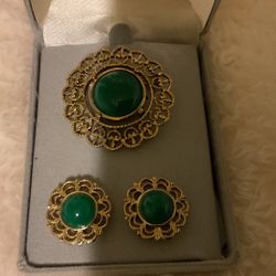 Brooch With Matching Earrings 