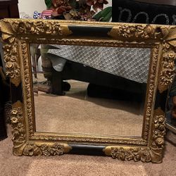Beautiful Black And Gold Vintage Mirror 