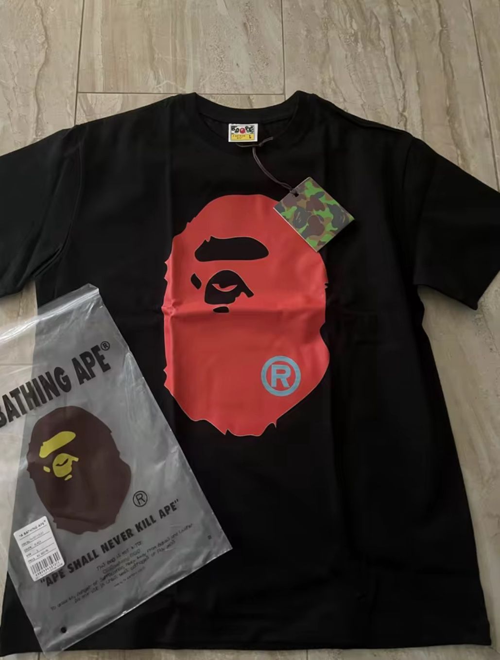 black and red bape shirt