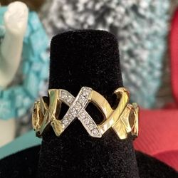 Tiffany&Co Paloma Picasso Diamond XO Ring 18k Gold Platinum SZ 6.5 PouchBox VTG