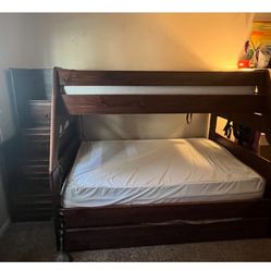Solid Wood Bunk Bed W/ Trundle 