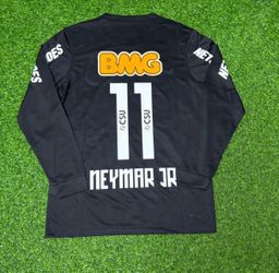 Neymar Jr Santos Black Long Sleeve Retro Football Jersey Kit S