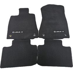 Lexus OEM IS Series RWD Black Yellow  4 PC Set Carpet Floor Mats Plus Trunk Mat