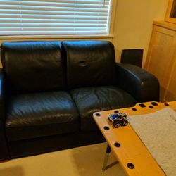 Black Leather Loveseat Couch 