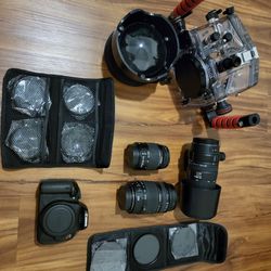 IKELITE Underwater Photography Setup Mint Conditon Canon EOS 650D + 3 Lenses