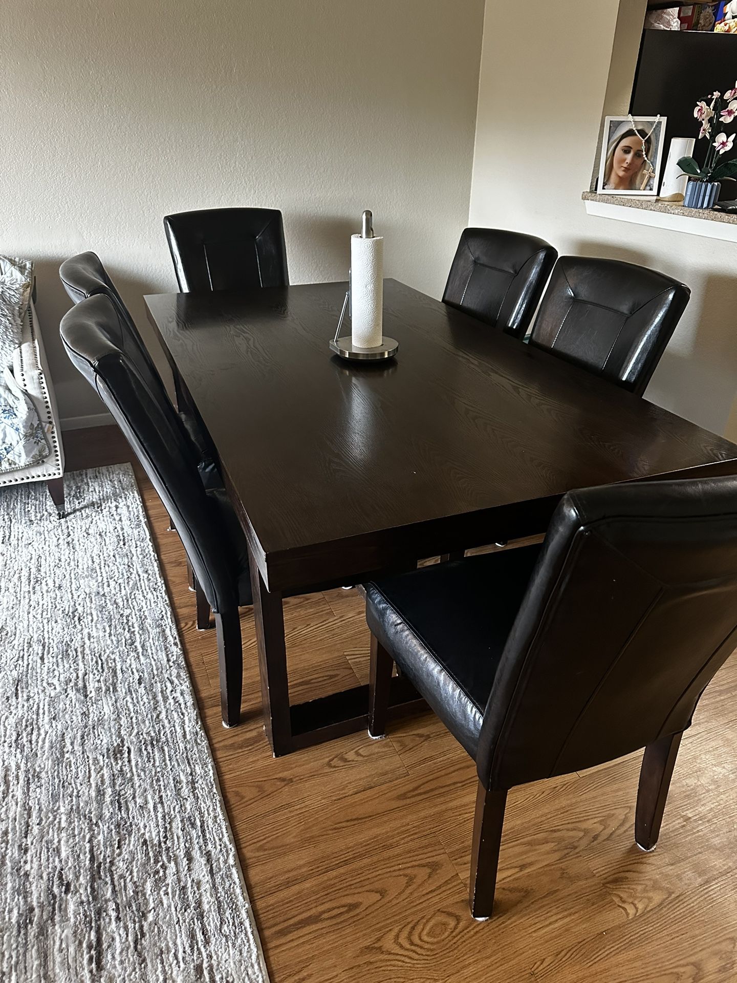 Brown Wood Dining Table 