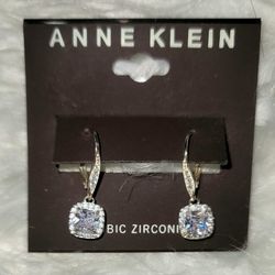 Anne Klein Silver Crystal Drop Earrings