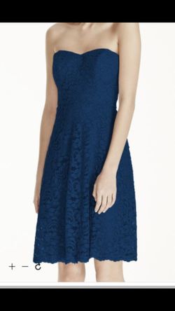 David's Bridal Marine (navy) Strapless Lace Dress