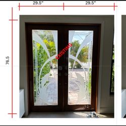 Vintage Florida Glass Doors Etched 