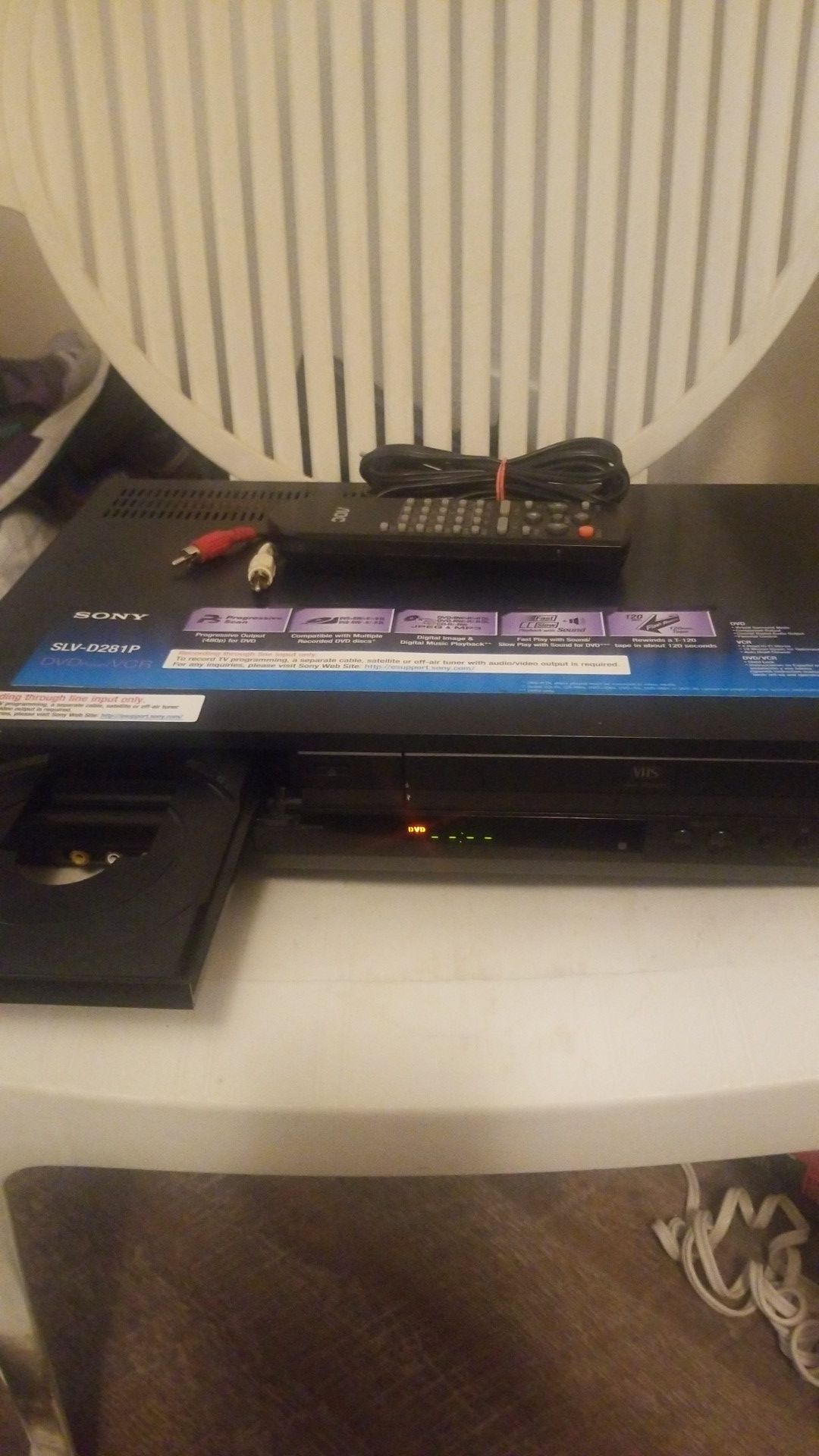 SONY DVD PLAYER/VCR WITH UNI. REMOTE AND CABLES $15 SERIOUS BUYERS ONLY