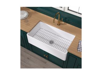 NEW! MIUARA Farmhouse Apron Front Extra Large Single Bowl White Fireclay Kitchen Sink