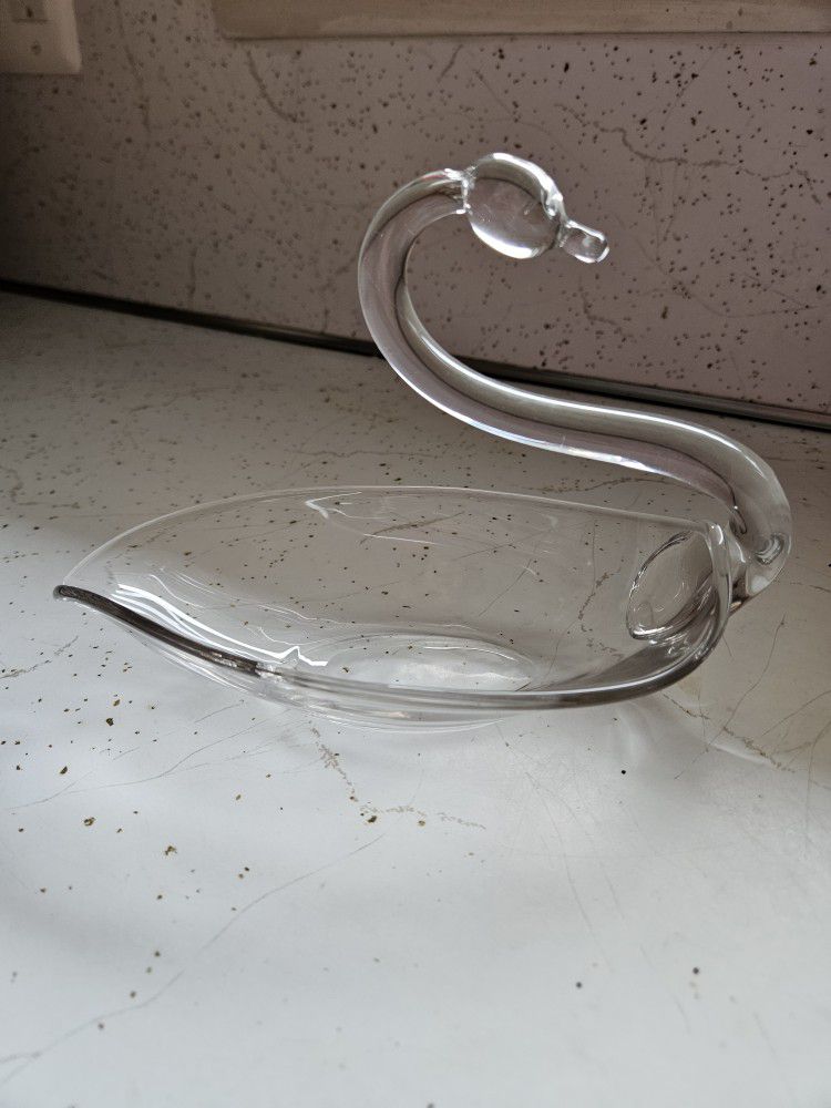 Vintage Glass Swan Dish