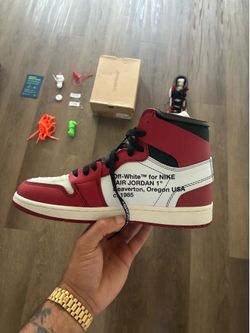 NIKE OFF WHITE CHICAGO JORDAN 1 VIRGIL ABLOH SIZE 9 AA3834-101 UNC ALASKA TRAVIS