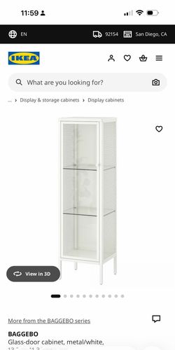 New Ikea glass and metal cabinet