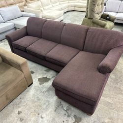 Maroon L-Shaped Sectional Couch With Pullout Bed “WE DELIVER”