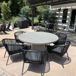 West Elm Outdoor Concrete 6 Foot Table. With Cover. 