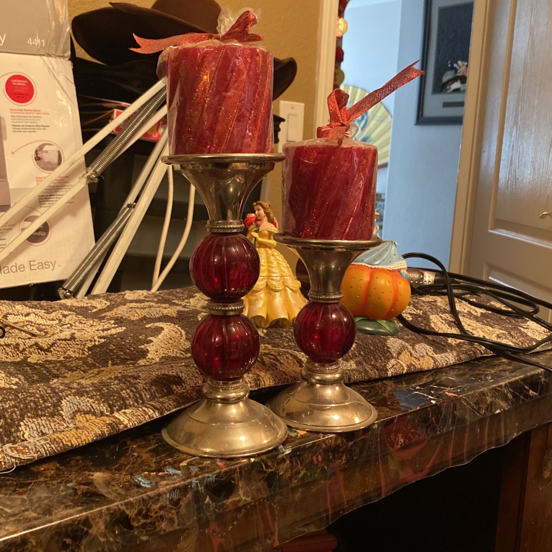 Pair Candles Stand With Candles