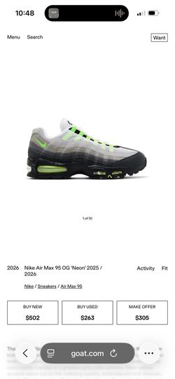 Size 12 & 13 Air Max 95 neon men