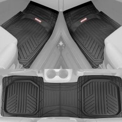 Waterproof TriFlex Rubber Floor Mats for Cär Vän SÜVs Trück w/ Rear Liner Black