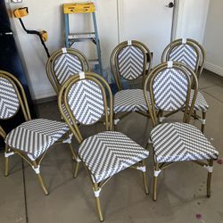 Classic French Bamboo Bistro Chairs (Set Of 6)