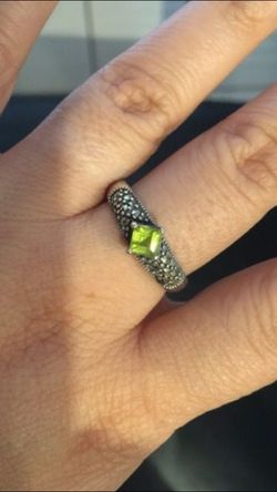 925 Sterling silver ring size 9 with marcasite stone and green Ruby $15