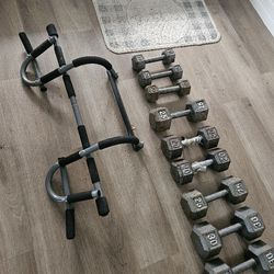 Dumbbells, Discs And Pull Up Bar