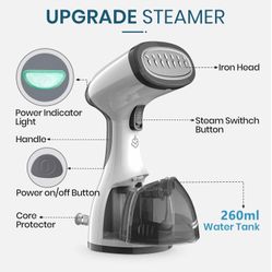 Steamer for Clothes, Kolohoso 1500W Fast Heat Up Handheld Garment Steamer, Portable Travel Clothing Fabric Steamer with Upgraded Nozzle and 260ml Wate