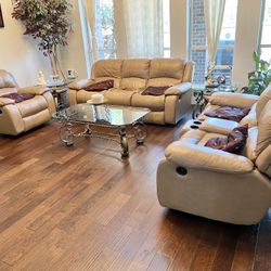 SOFA SET 3 PIECE RECLINING & ROCKING LEATHERETTE