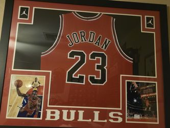 MJ Jersey Mounted  With Pics. Framed In Scottsdale  AZ