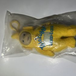 Teletubbies Laa Laa Zip Coin Purse Keychain 8" Yellow Plush 1999 NOS Avon