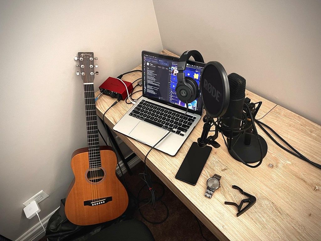High End Recording Set Up Including Instrument.