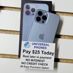 Apple IPhone 13 Pro 128gb  Unlocked, FREE Smartwach/ Headphones. Pay $1 Today Rest in payments. NO CREDIT NEEDED FINANCING