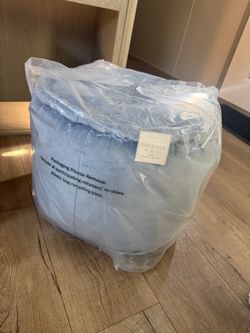 Cotton Velvet Pouf Blue