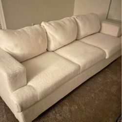 White boucle couch 89”. X 35” (FREE DELIVERY)