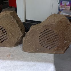 Outdoor Rock Looking  Speakers W/ Wire