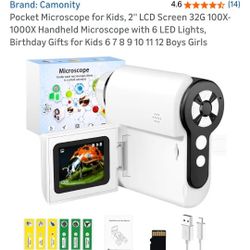 Pocket Microscope for Kids, 2' LCD Screen 