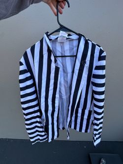Beetlejuice Black & White Striped Costume Complete Outfit Polyester Size E6