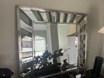 Large Wall Mirror with Silver Frame