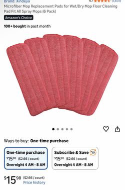Microfiber Mop Replacement Pads for Wet/Dry Mop Floor Cleaning Pad Fit All Spray Mops (6 Pack)