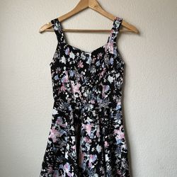 Black Floral Print Dress (XS, 160-165)
