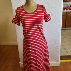 Red And White Striped Isaac. Mizrahi Maxi XS