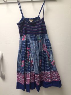 Size small Forever 21 blue and pink floral patchwork summer dress
