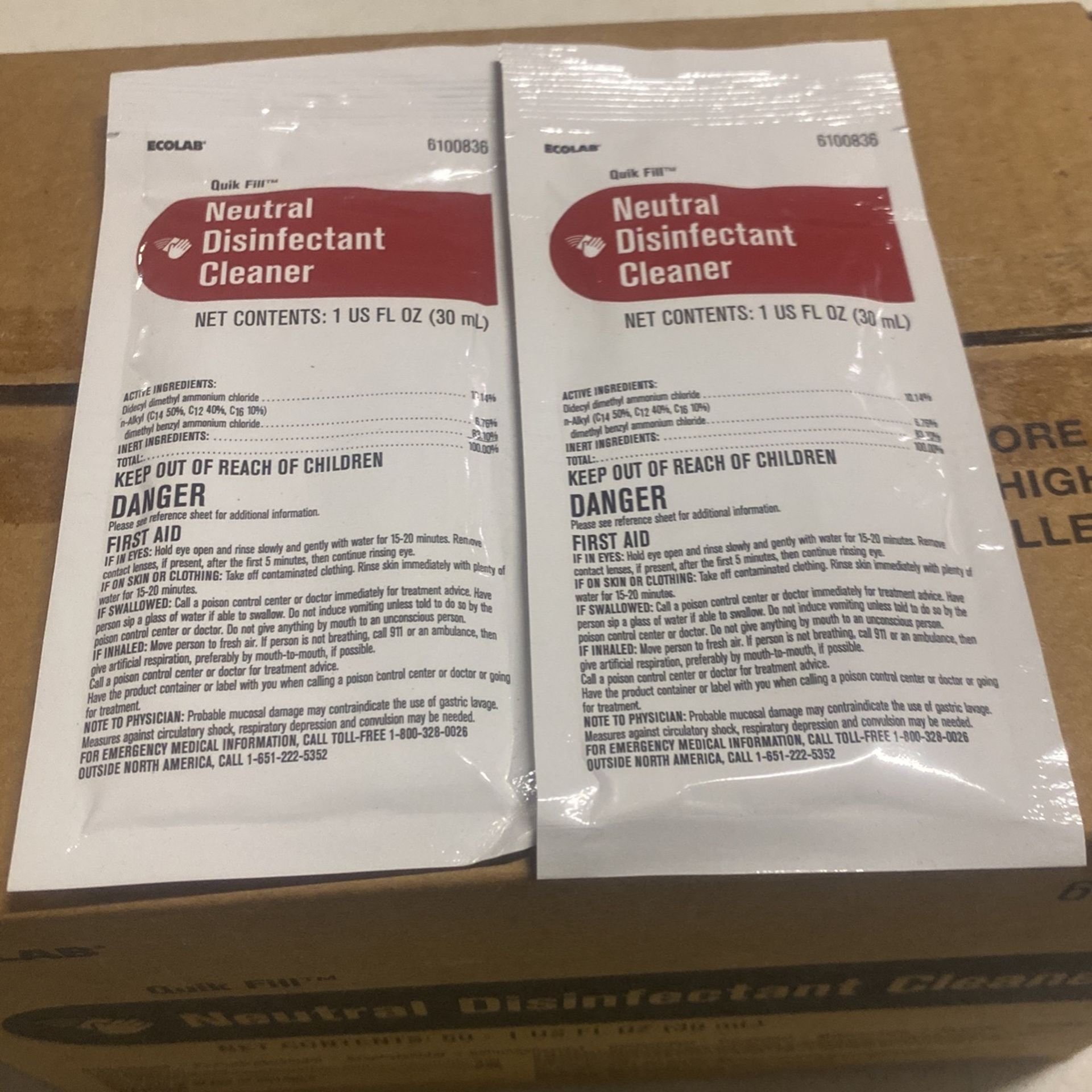 ECOLAB NEUTRAL DISINFECTANT (50) Ct Box