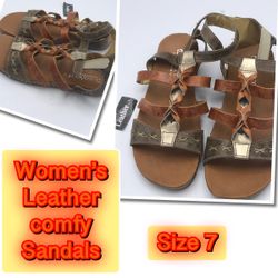 Women’s comfy Leather Earth Tone Colors Sandals 7
