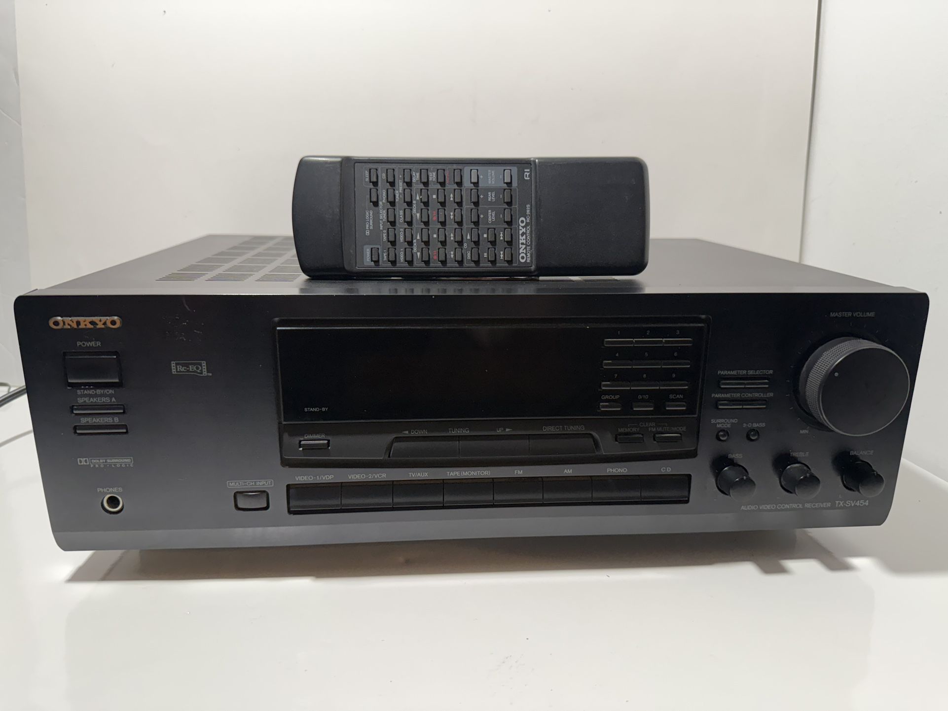 Onkyo TX-SV454 Receiver Vintage Tested And Works, RCA Cables, With Remote