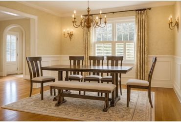 Dining table set w/bench and 4 chairs. Gently used.