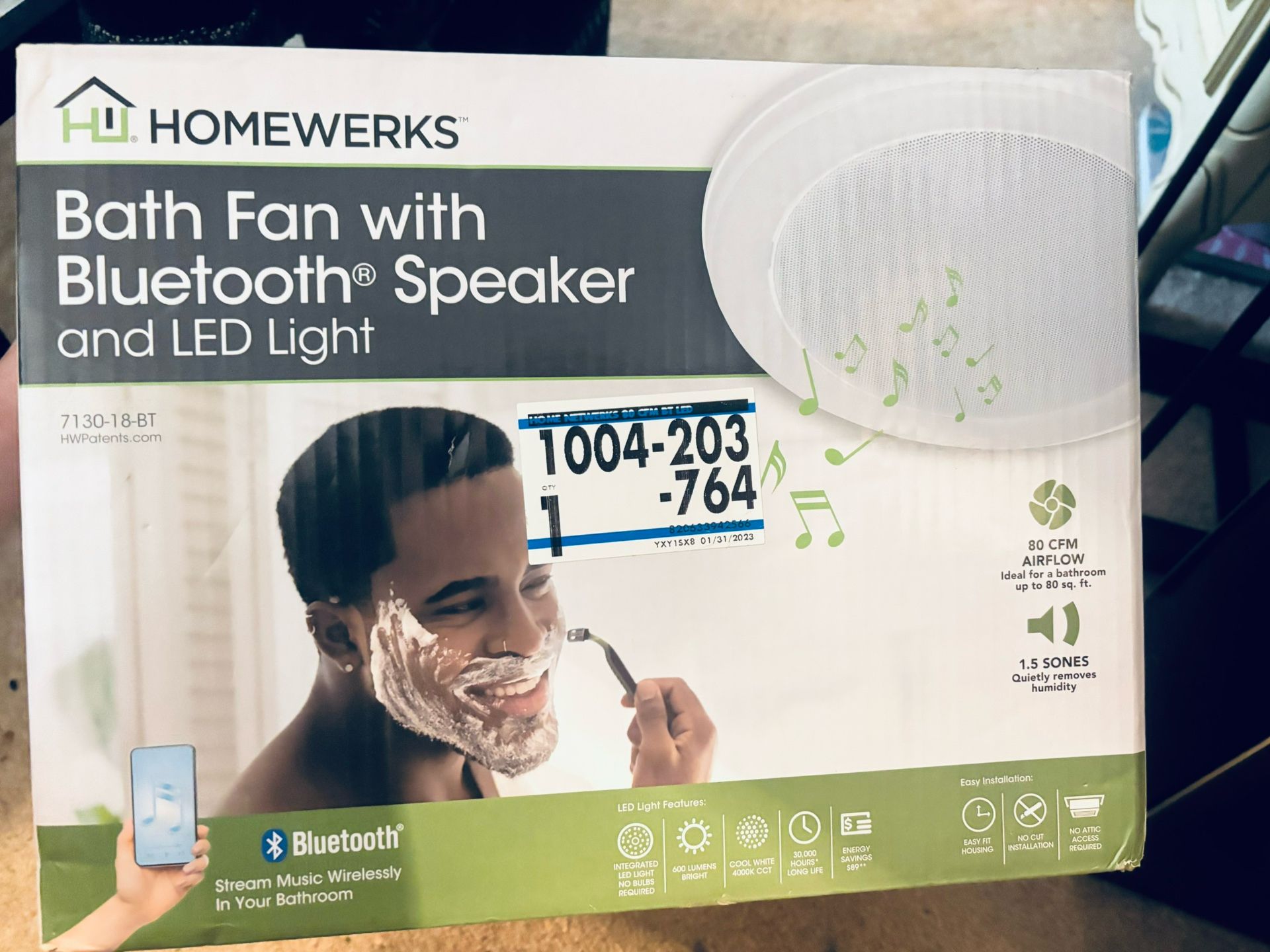 Homewerks Bath Fan with Bluetooth Speaker and LED Light – Brand New in Box!