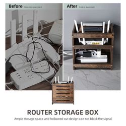 Wooden Wireless WiFi Router Storage Box